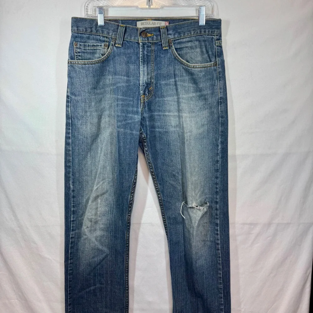 Levi's 505 Regular Fit‎ Jeans Distressed Denim Pants Medium Wash Sz 31x32